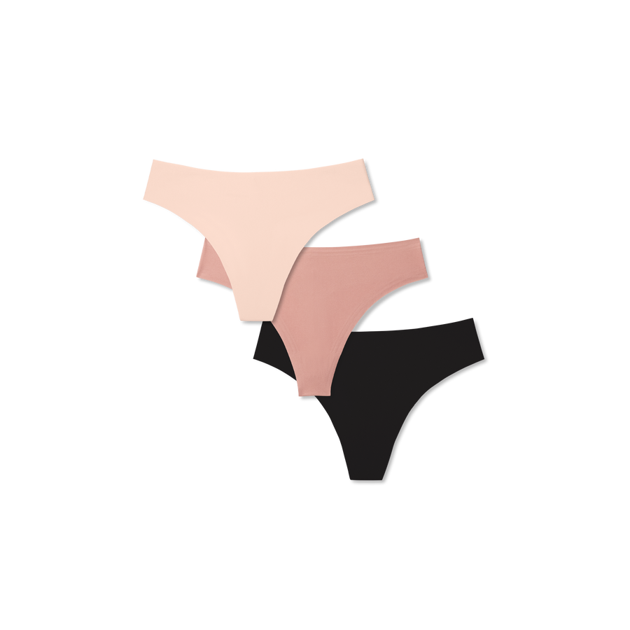 Women's No Show Thong 3-Pack - Light Comfort Support
