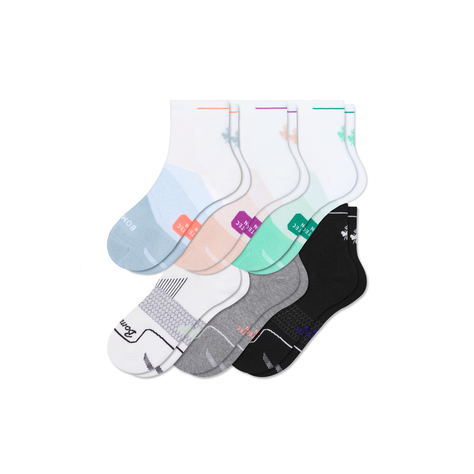 Women's Run Quarter Sock 6-Pack - pink shadow mix L