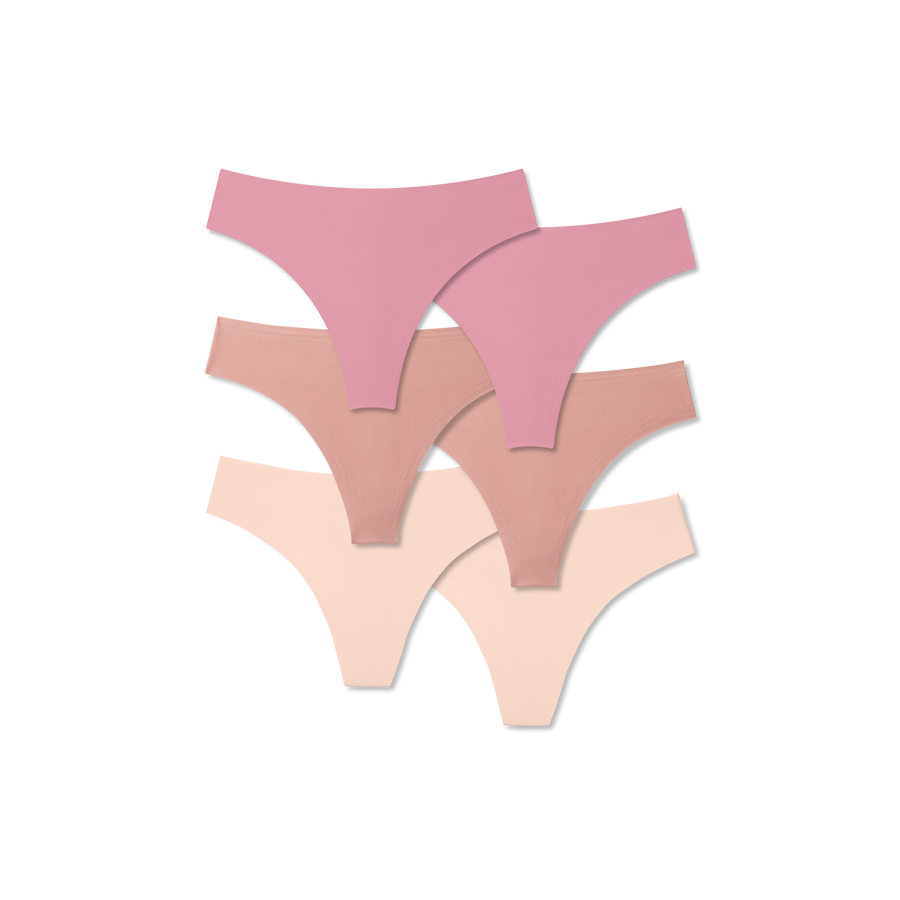 Women's No Show Thong 6-Pack - Stretch Ease Support