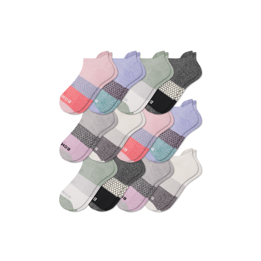 Women's Tri-Block Ankle Sock 12-Pack - Light School Comfort