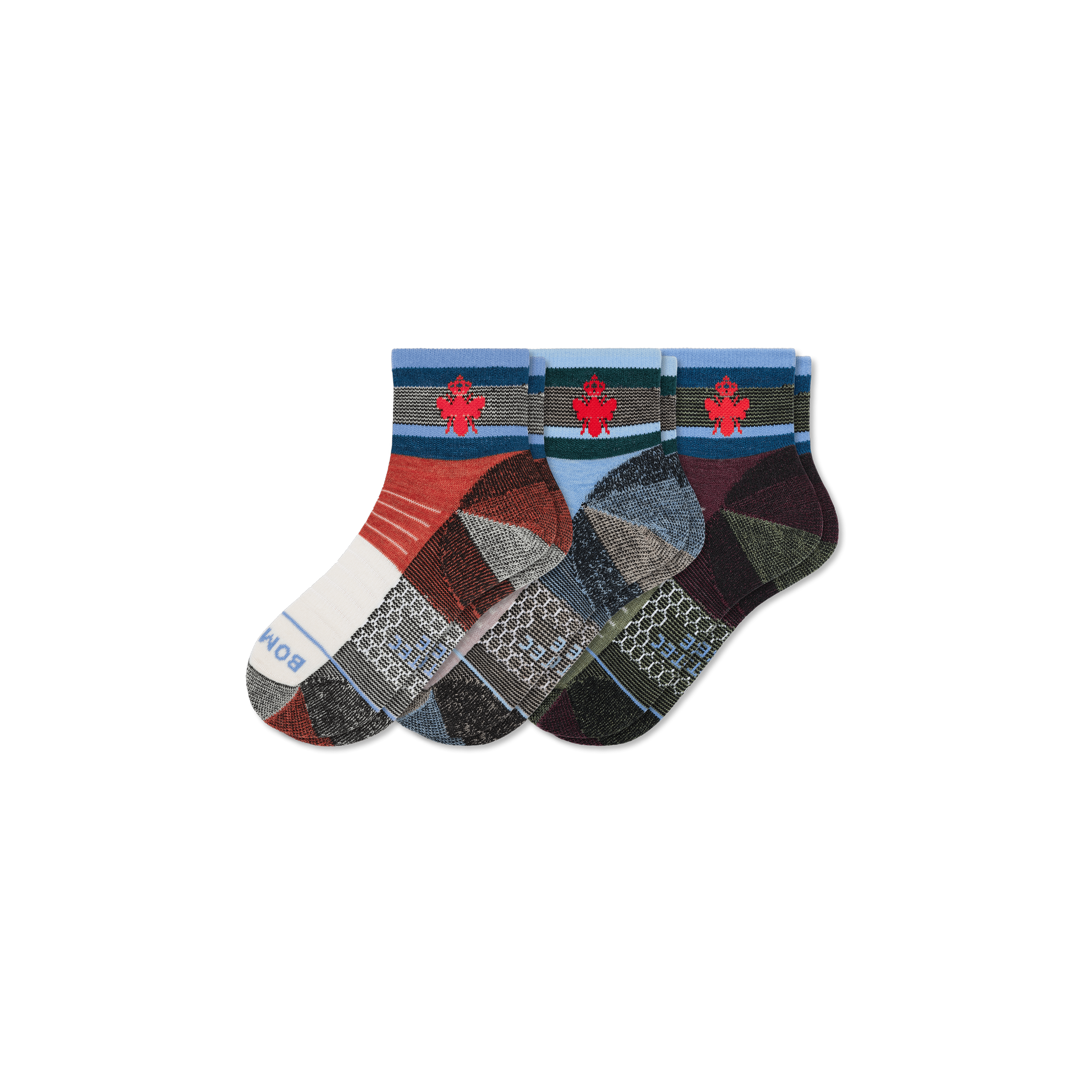 Cotopaxi x Bombas Merino Wool Blend Hiking Quarter Sock 3-Pack - Surprise L
