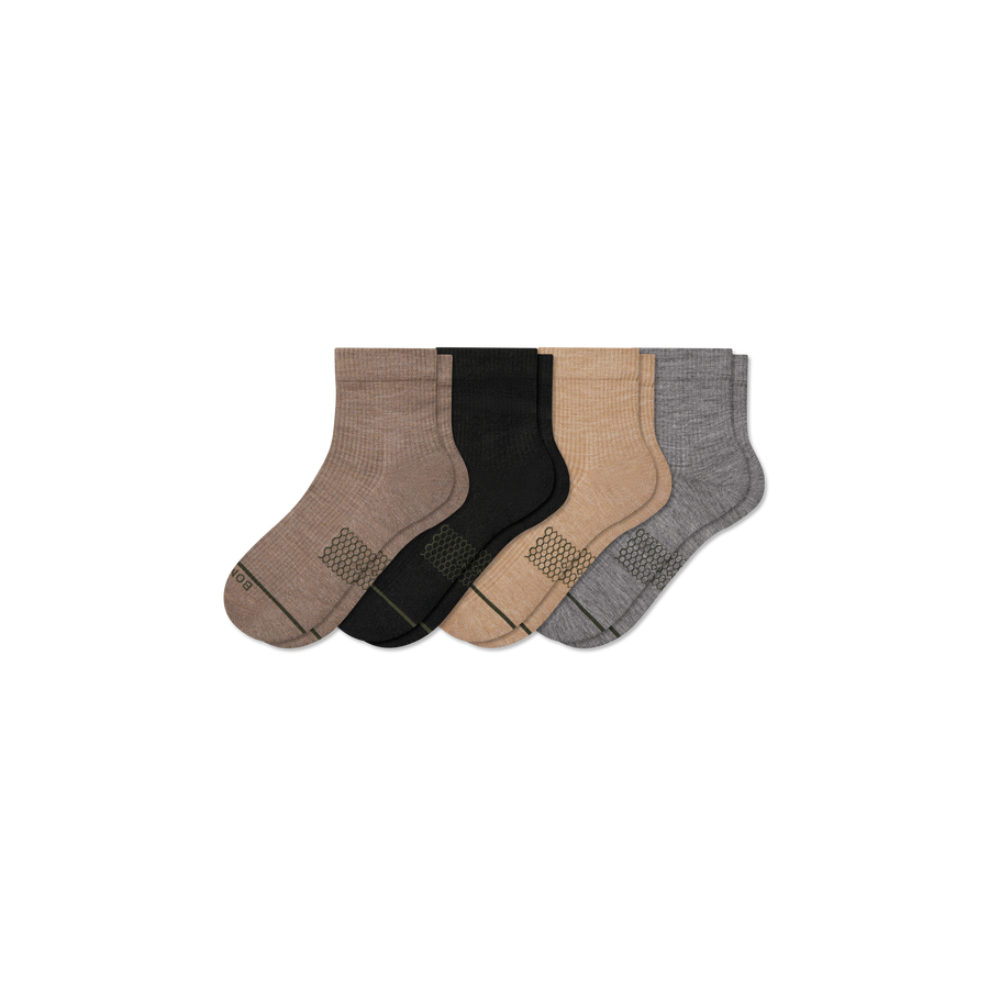 Men's Merino Wool Blend Modern Rib Quarter Sock 4-Pack - Active Wear