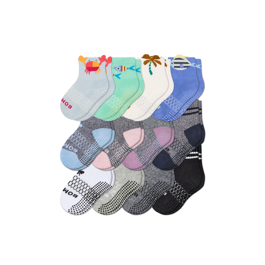 Toddler Gripper Calf Sock 12-Pack - Breathable Everyday Rotation
