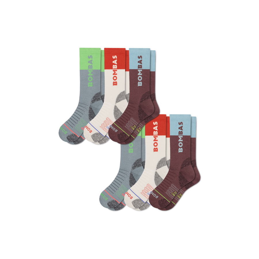 Women's Merino Wool Blend Hiking Calf Sock 6-Pack - Active Recovery Support