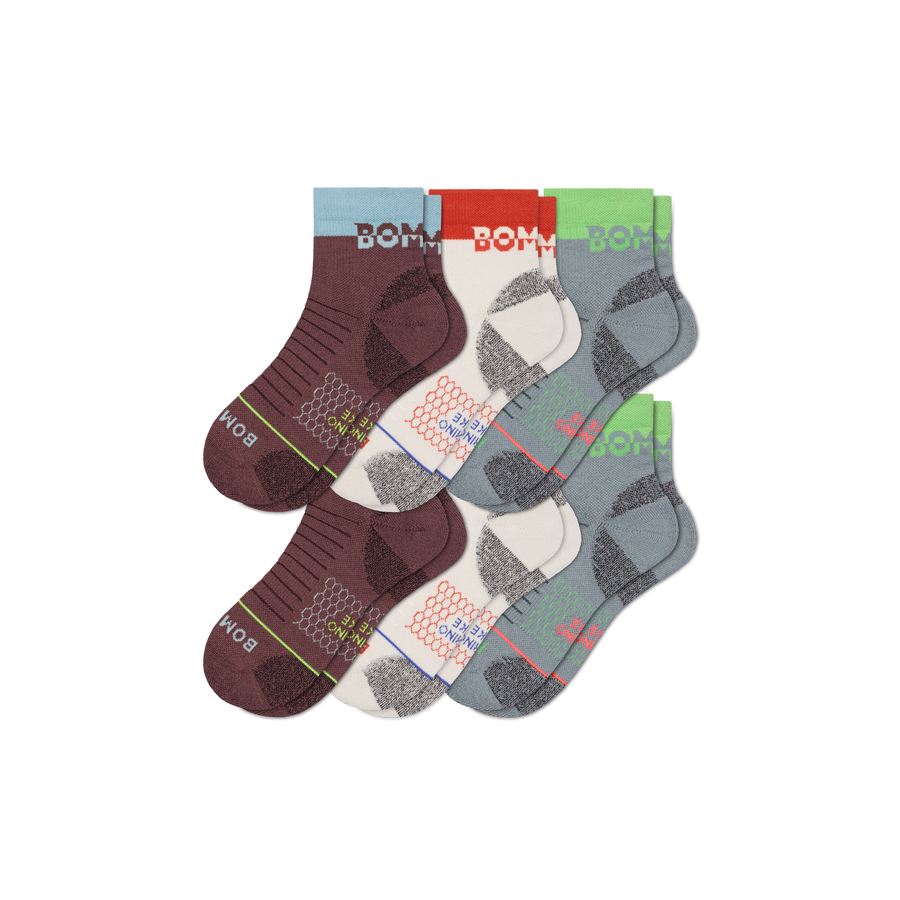 Men's Merino Wool Blend Hiking Quarter Sock 6-Pack - Modern Crew Comfort