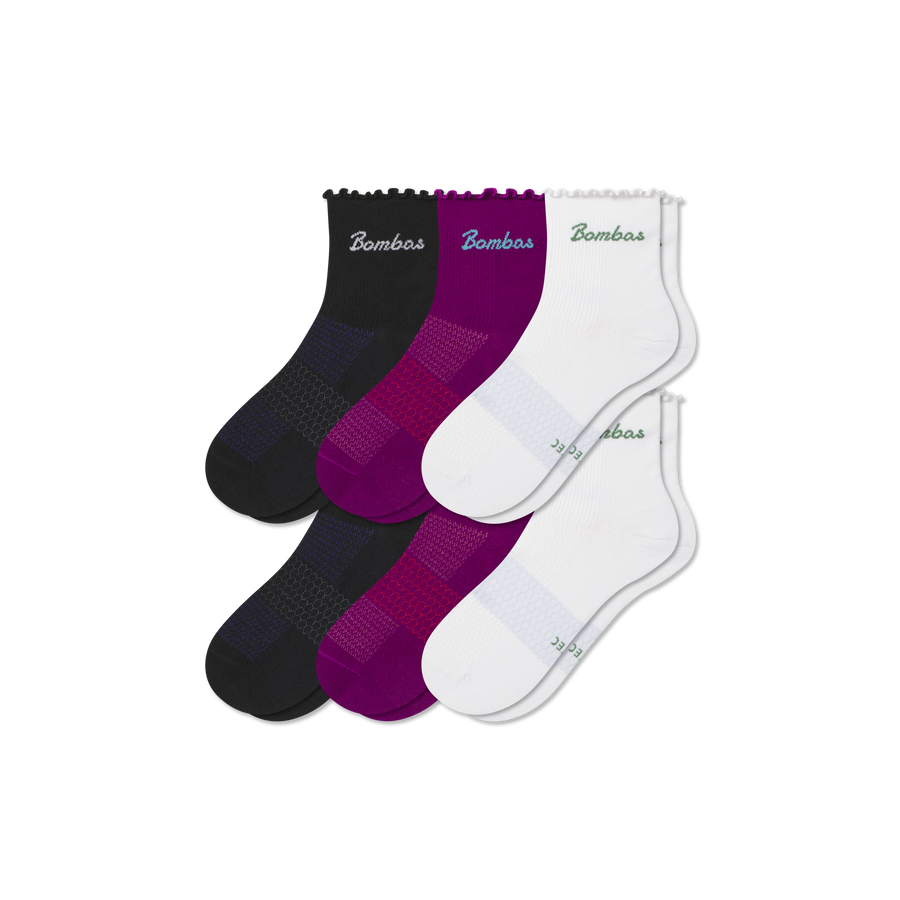 Women’s UltraLite Ruffle Sport Quarter Sock 6-Pack - Light Office Pair