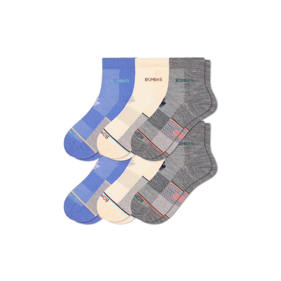 Women's UltraLite Sport Merino Wool Blend Quarter Sock 6-Pack - Light School Fit