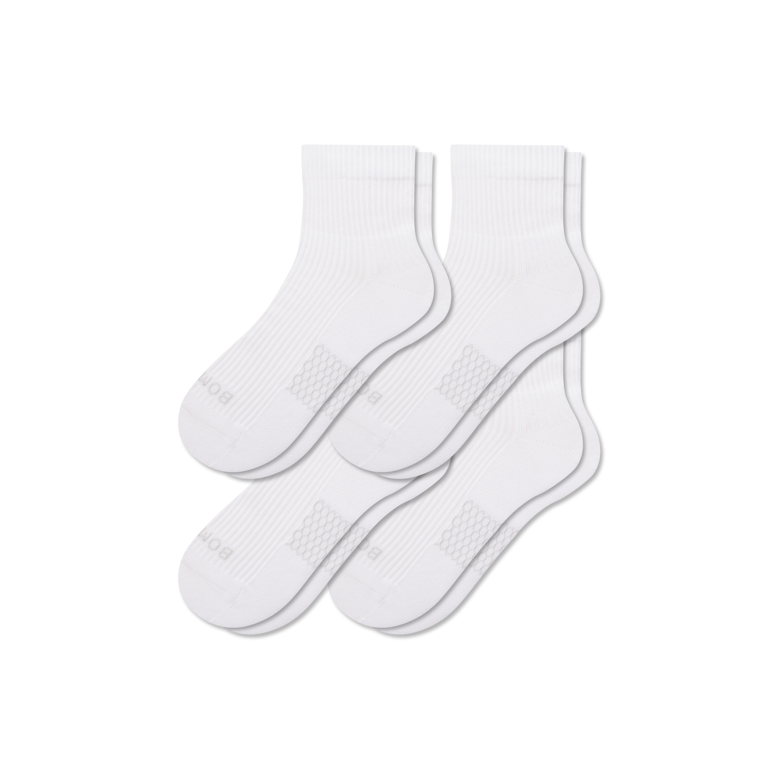 Men's Modern Rib Quarter Sock 4-Pack - White
