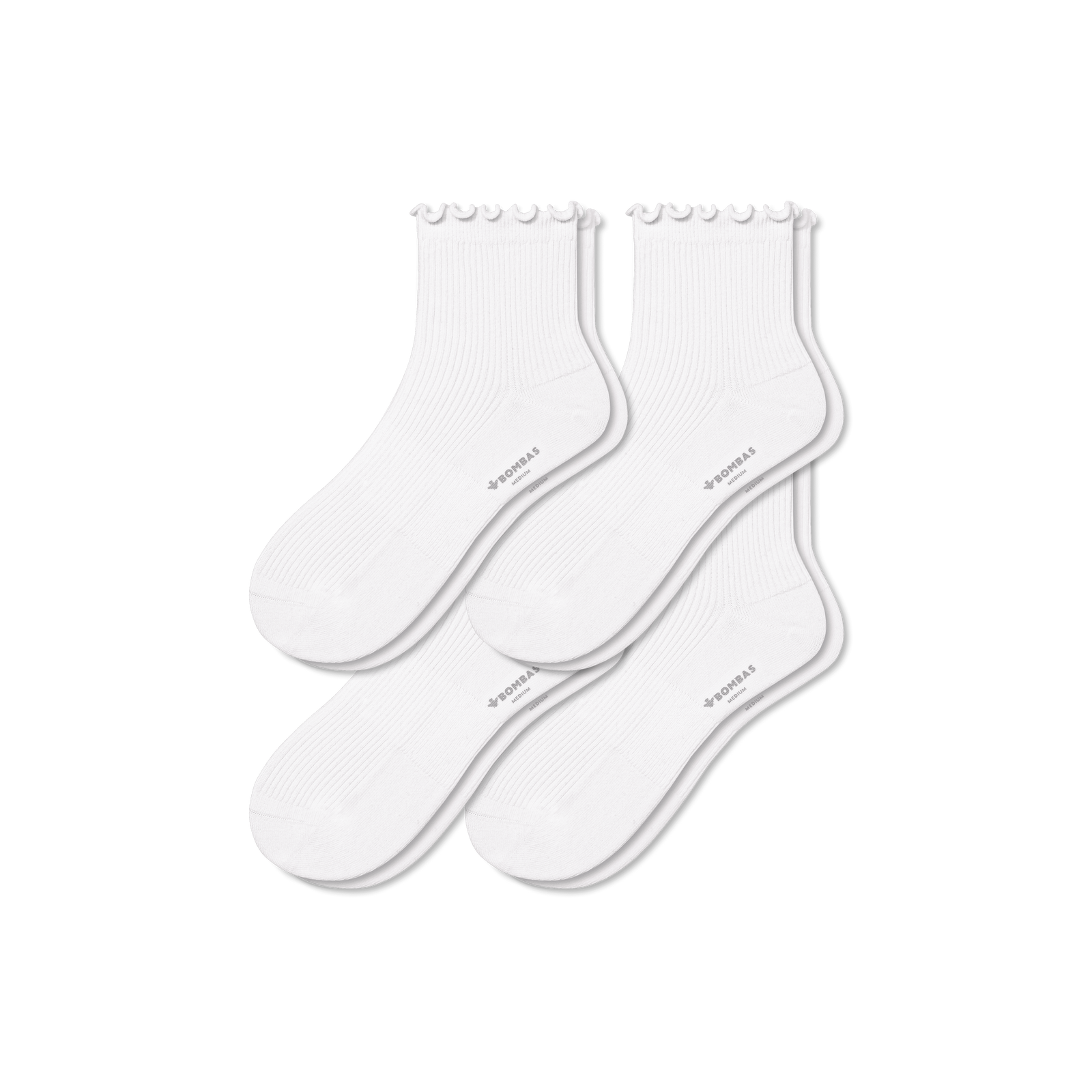 Women's Lightweight Frilly Quarter 4-Pack - White L