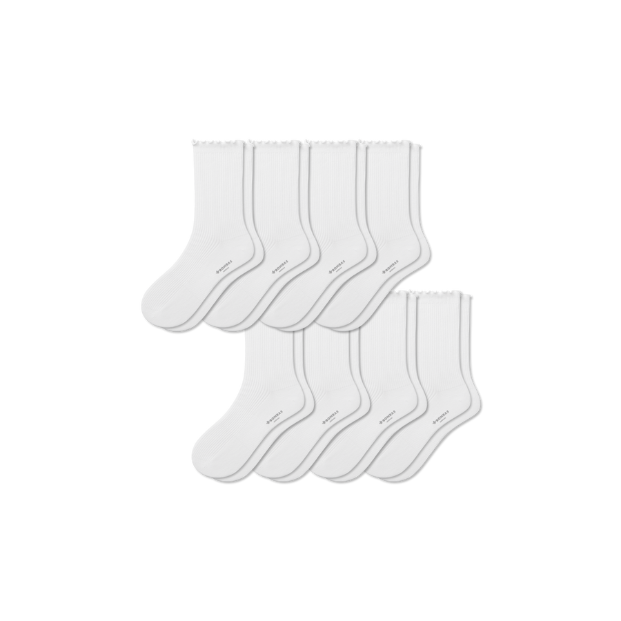 Women's Ruffle Rib Half Calf Sock 8-Pack - Cushion Crew Support