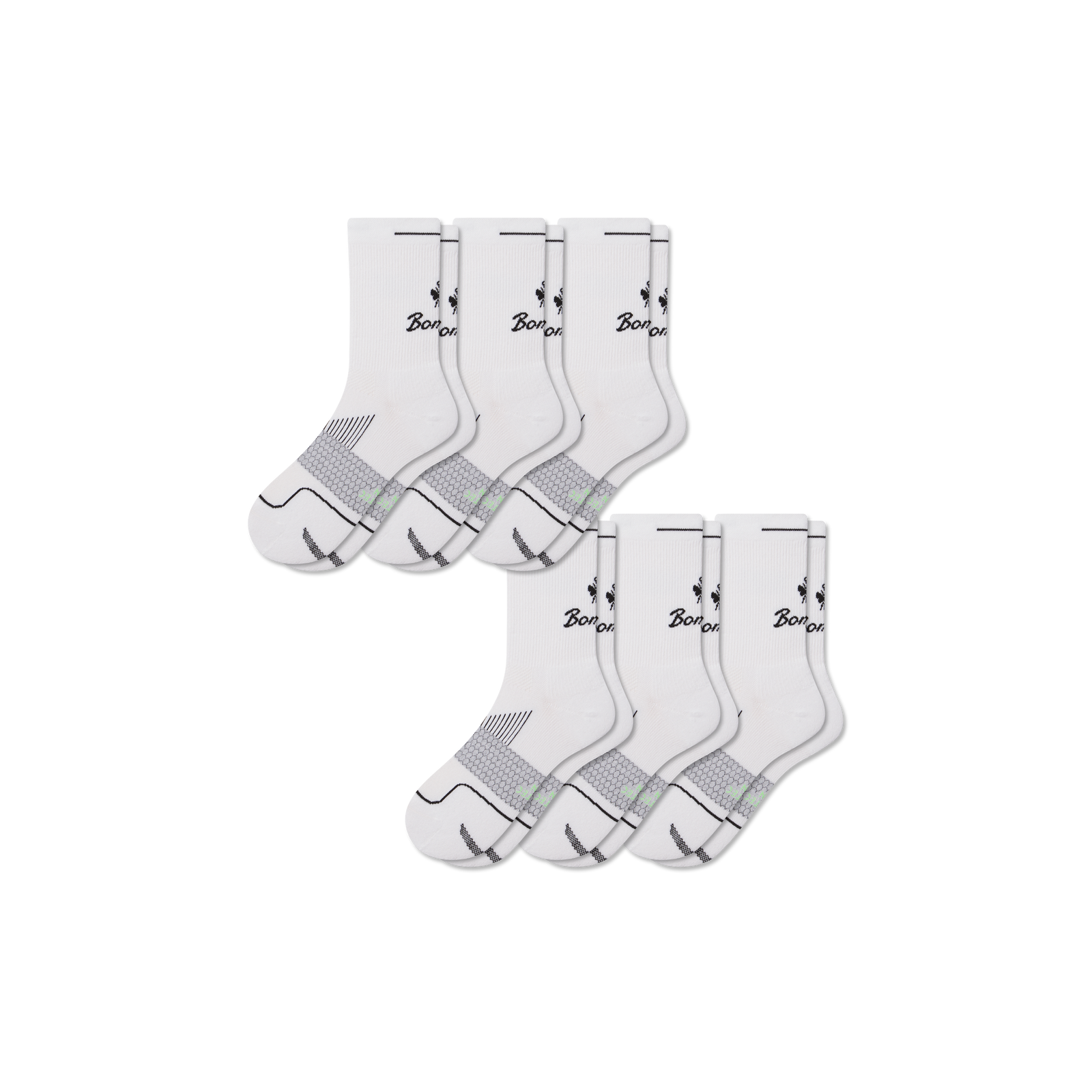 Women's Running Half Calf Sock 6-Pack - white mix L