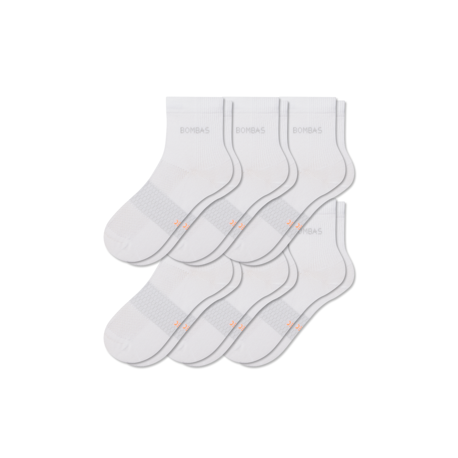 Lightweight Athletic Quarter Sock 6-Pack - white mix L